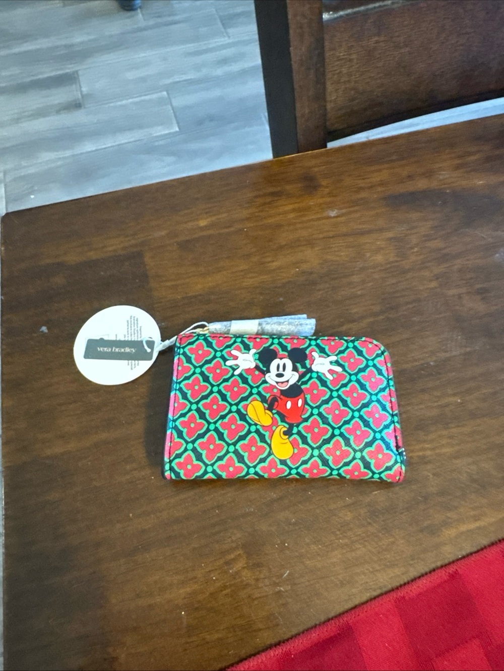 Disney Mickey Mouse Zip Wallet - Red/Green Pattern